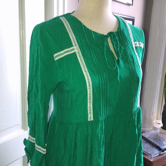 Violet Weekend 3/4 Ruffle Sleeve V Neck Mini Peasant Dress - Picture 4 of 8